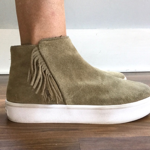 Rebecca Minkoff Tan Suede Platform Booties 💫 Sz 8 - Picture 1 of 10